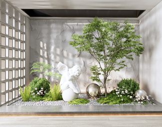 现代 景观小品 庭院植物造景