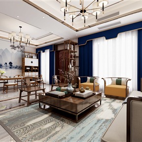 新中式 客厅 客餐厅