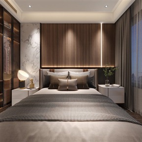 现代 卧室 主卧全景