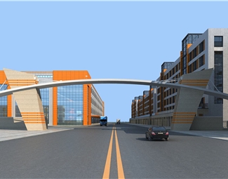 现代园区大门3d模型下载-3d溜溜网