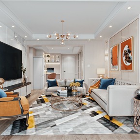 轻奢 客厅 客餐厅