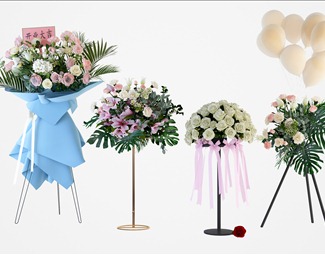 现代 花篮 开业婚庆鲜花花架气球摆设