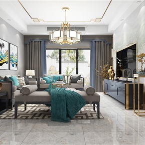 新中式 客厅 客餐厅