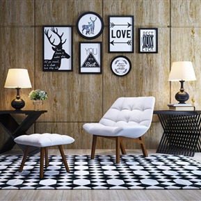 北欧 休闲椅 单椅沙发脚踏个性创意边几角几台灯