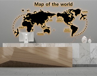 现代世界地图背景墙