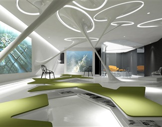 现代展示厅3d模型下载