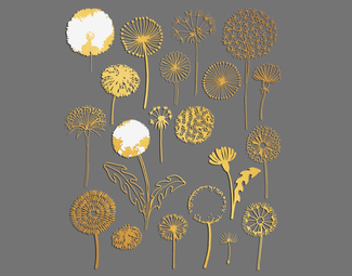 蒲公英 花 向日葵 百合花图案 剪影 元素 叶子 植物 花枝 鲜花 花朵
