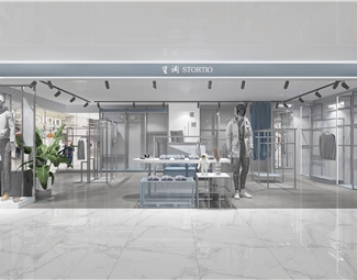 现代服装店铺模型