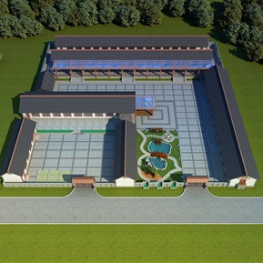 新中式 鸟瞰图 庭院