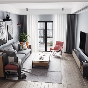 现代 客厅 客餐厅