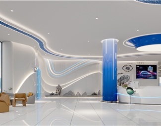 现代展厅柱子装饰3d模型下载-3d溜溜网