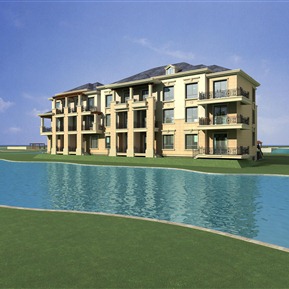 简欧 联排别墅 水边别墅