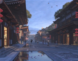 中式古街灯笼