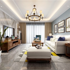 美式 客厅 简美 客餐厅