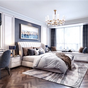 简欧 卧室 简美卧室书桌椅