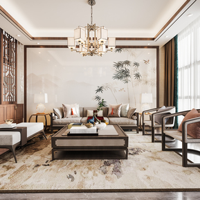 新中式 客餐厅 别墅客厅