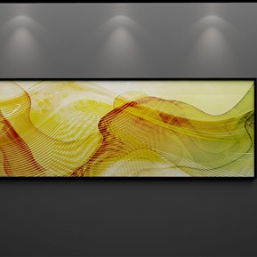 新中式 抽象画 飞鸟金色雪山抽象客厅装饰画