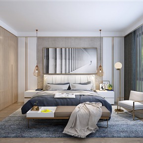 现代 卧室 装饰画 单椅