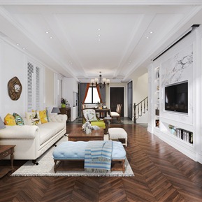 美式 客餐厅 客厅 餐厅 沙发茶几组合