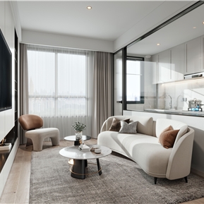 现代 公寓 公寓起居室