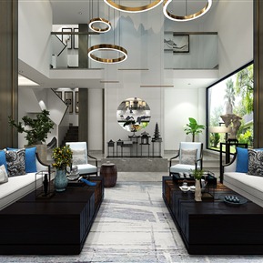 新中式 客餐厅 别墅客厅