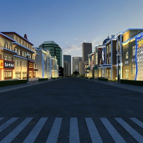 简欧 商业街 商业街夜景