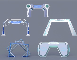现代门头美陈3d模型下载-3d溜溜网