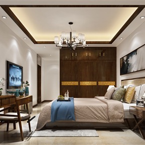 新中式 卧室 卧室床组合