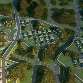 现代 鸟瞰图 未来建筑生态建筑规划