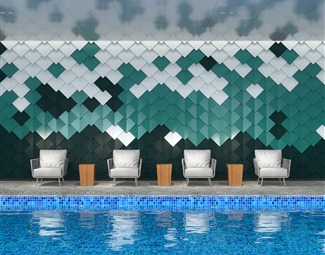 现代游泳馆背景墙