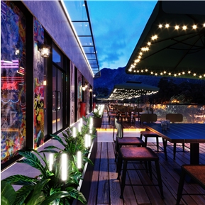 现代 户外餐厅 户外烤肉外景