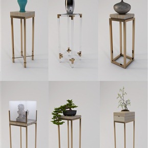 新中式 花几 铁艺高角几饰品