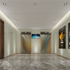 现代 电梯厅 地库电梯间