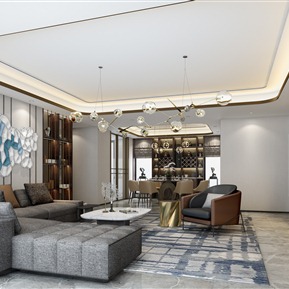 现代 客厅 客餐厅