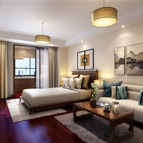 新中式 卧室 老年公寓豪华单人间