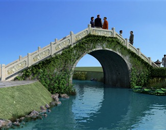 新中式桥3d模型