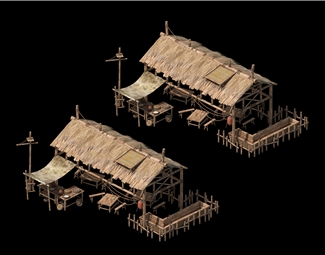 中式草屋顶建筑