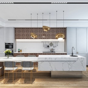 现代 餐厅 开放厨房