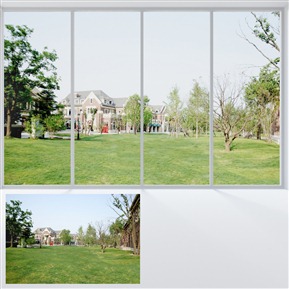 自然草绿色白天外景 小区园景 VR