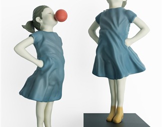 现代小女孩雕塑