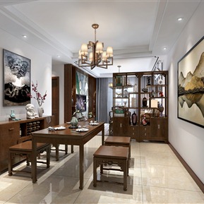 新中式 餐厅 客厅餐厅