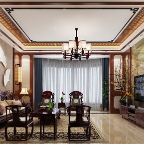 中式 客厅 客休闲室厅