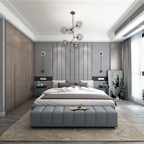 现代 卧室 主卧室主人房