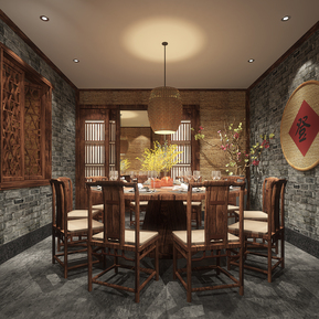 新中式 包间 餐饮包厢