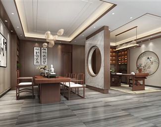 新中式 茶室 茶室书房