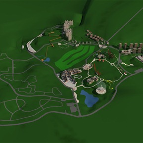 现代 鸟瞰图 山地景观