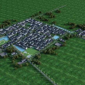 现代 鸟瞰图 村庄