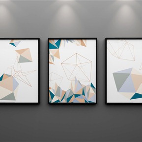 现代 装饰画 简约抽象大理石纹几何线条装饰画