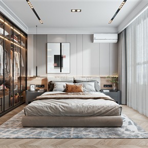 现代 卧室 主卧室