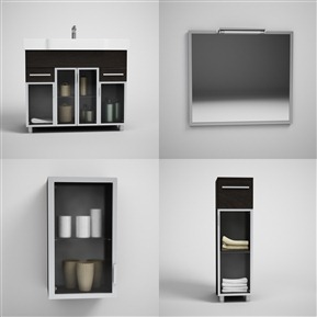 现代 洗手台 浴室柜 镜子组合